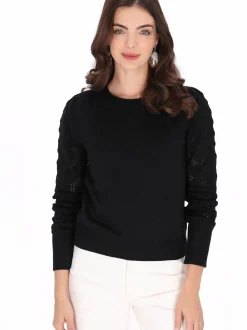 Usha Damen Pullover in schwarz - Ausschnitt: Rundhals