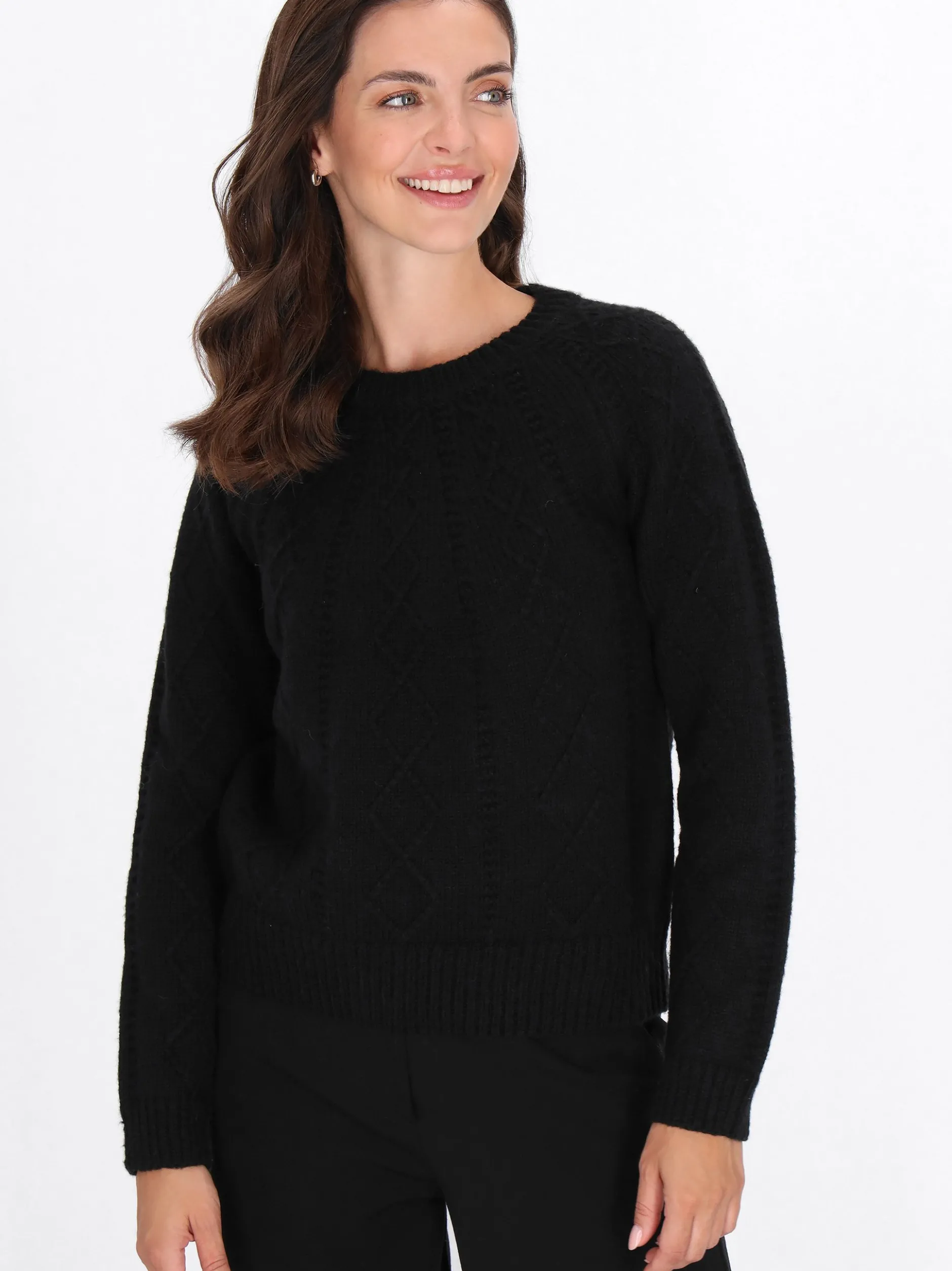 Usha Damen Pullover in schwarz - Ausschnitt: Rundhals