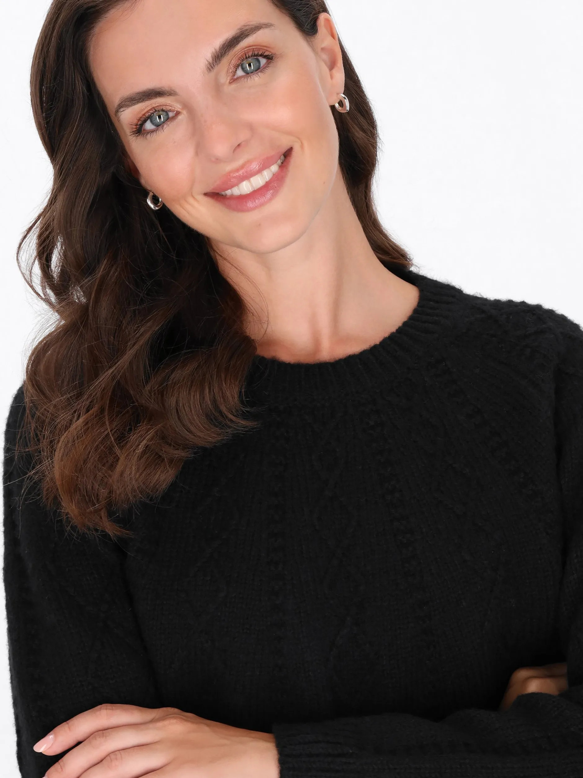 Usha Damen Pullover in schwarz - Ausschnitt: Rundhals