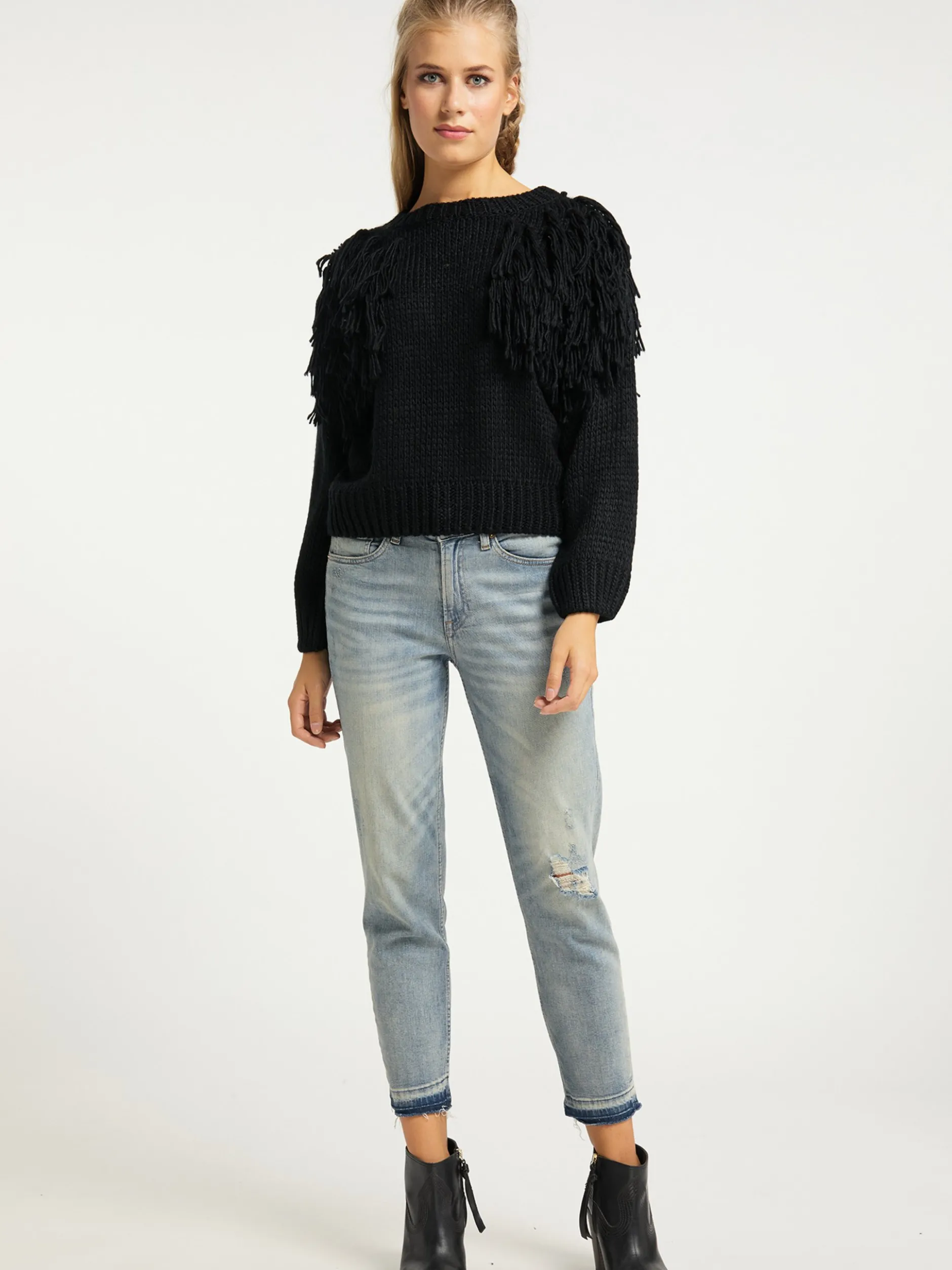 Usha Damen Pullover in schwarz - Ausschnitt: Rundhals