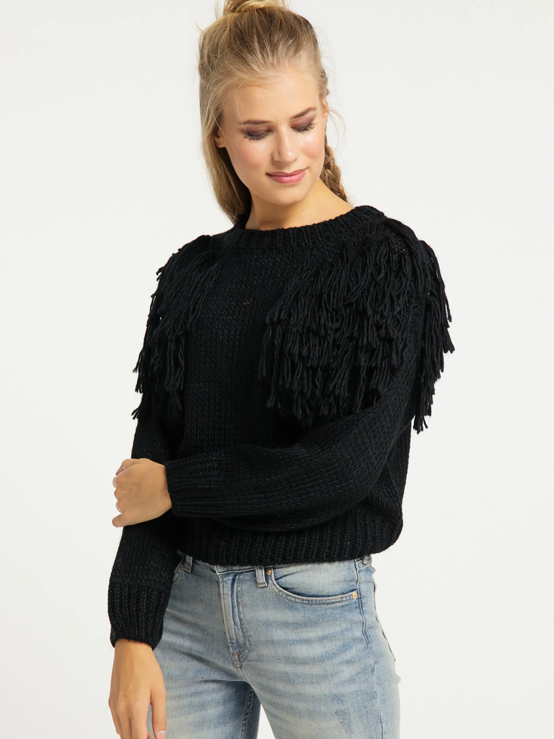 Usha Damen Pullover in schwarz - Ausschnitt: Rundhals