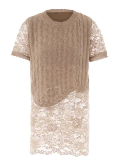 Usha Damen Pullover in taupe - Ausschnitt: Rundhals