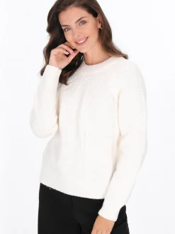 Usha Damen Pullover in weiß - Ausschnitt: Rundhals