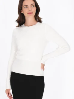 Usha Damen Pullover in weiß - Ausschnitt: Rundhals