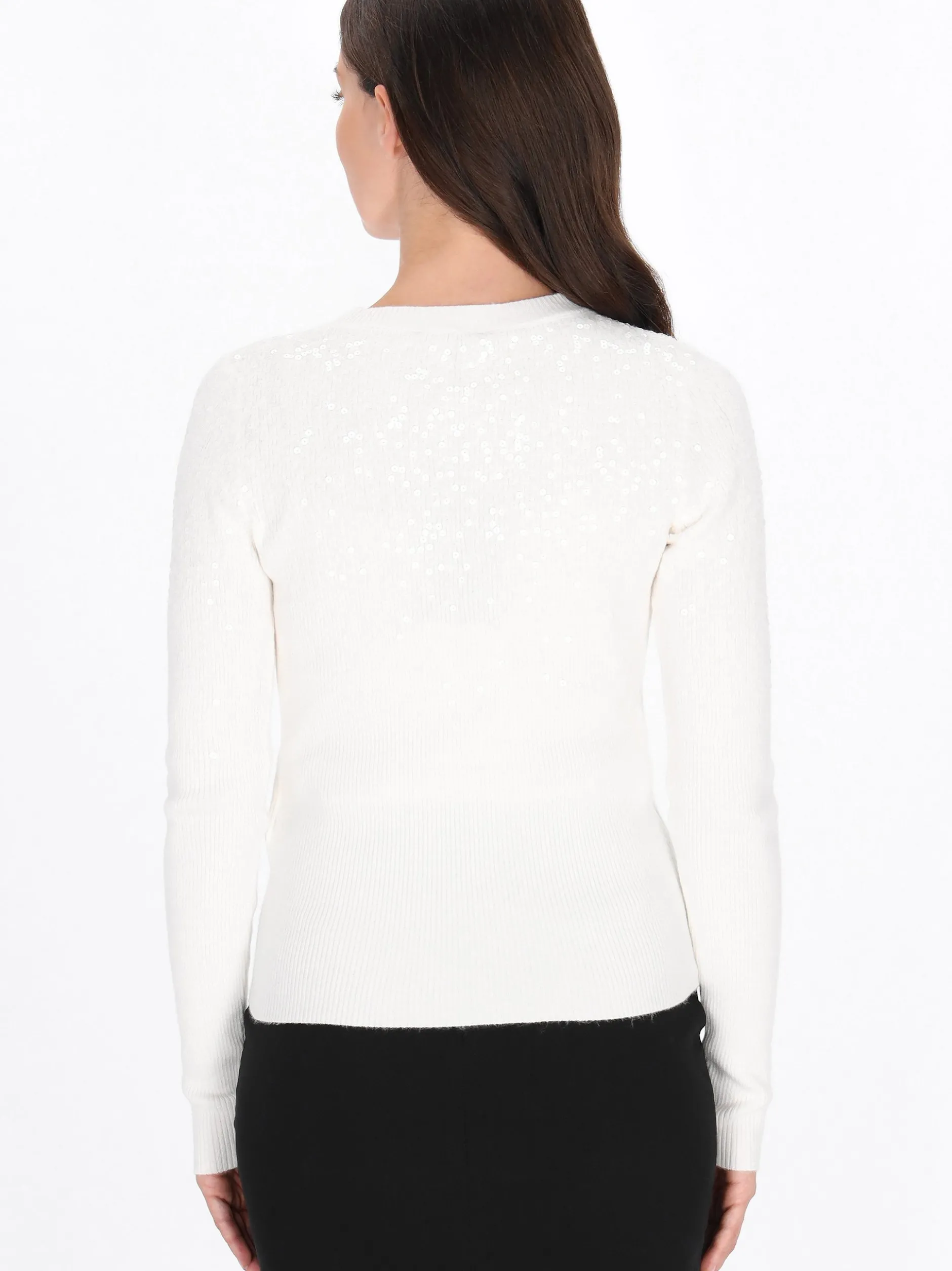 Usha Damen Pullover in weiß - Ausschnitt: Rundhals