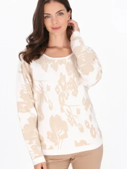 Usha Damen Pullover in weiß - Ausschnitt: Rundhals