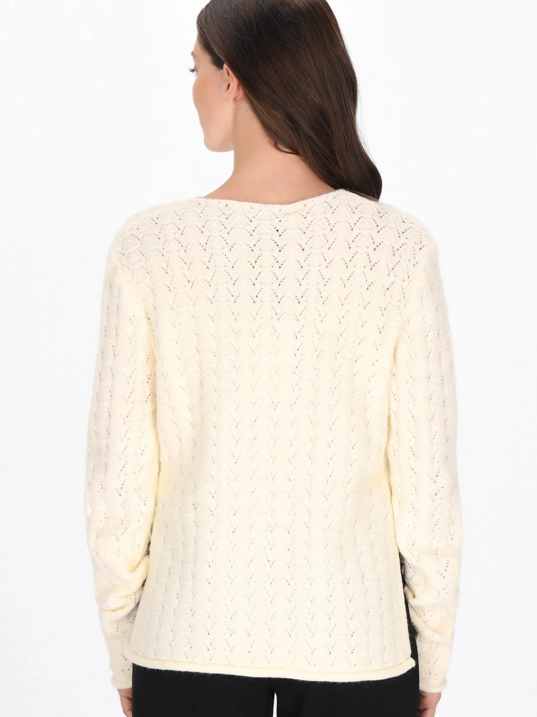Usha Damen Pullover in weiß - Ausschnitt: Rundhals