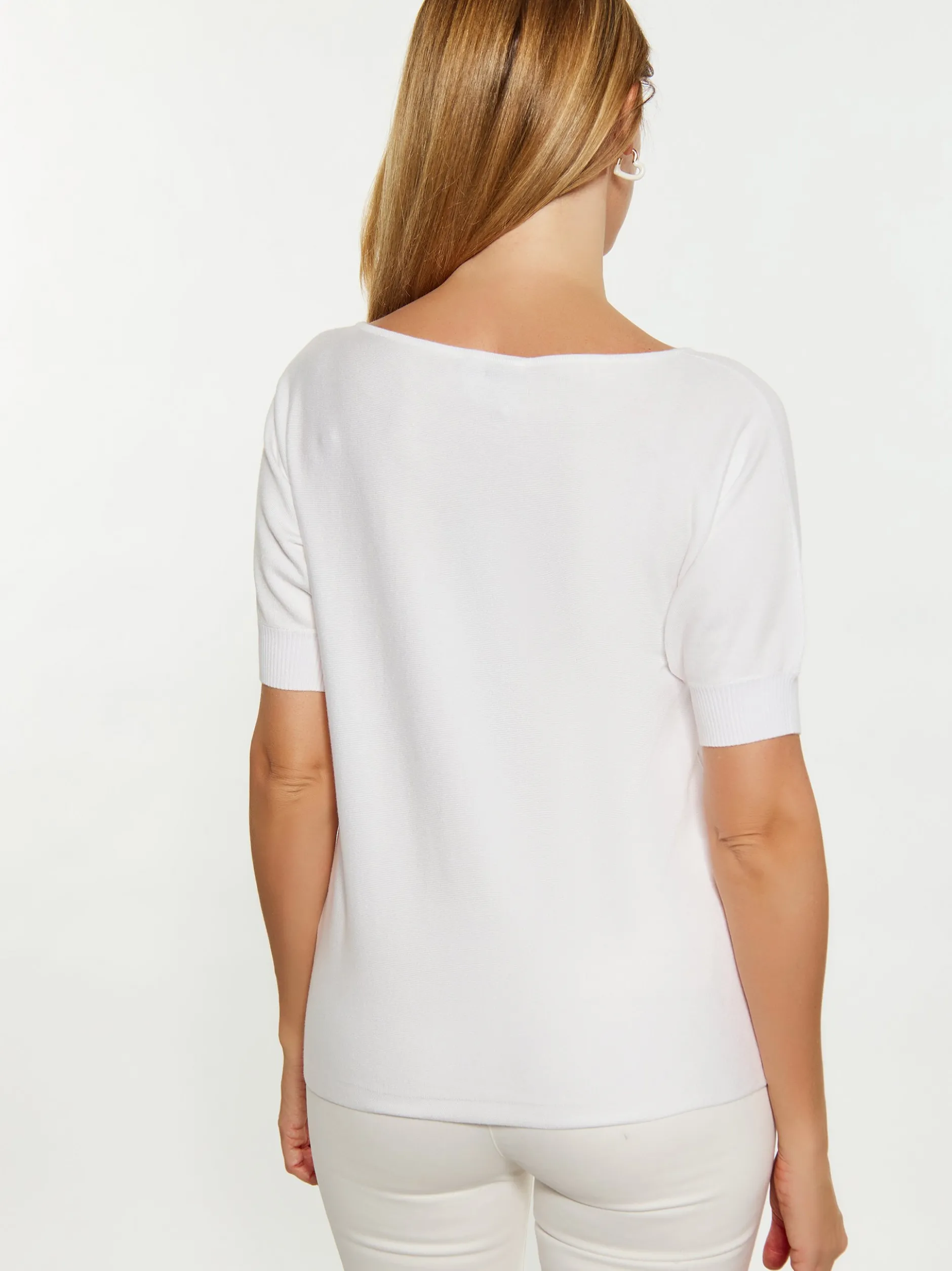 Usha Damen Pullover in weiß - Ausschnitt: Rundhals