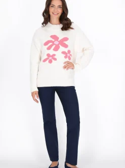 Usha Damen Pullover in weiß - Ausschnitt: Rundhals
