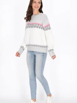 Usha Damen Pullover in weiß - Ausschnitt: Rundhals