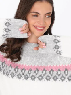 Usha Damen Pullover in weiß - Ausschnitt: Rundhals