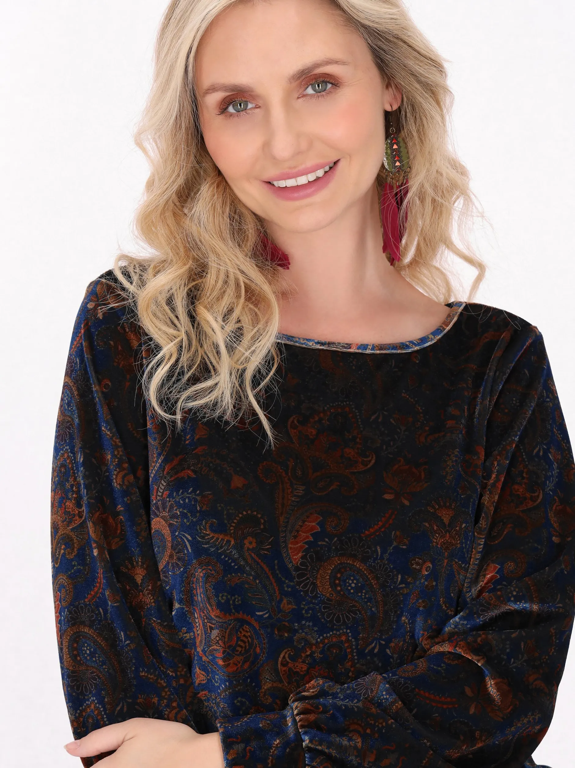 Usha Damen Samtshirt in mehrfarbig