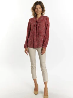 Usha Damen Schluppenbluse in rot - Ausschnitt: Envelope