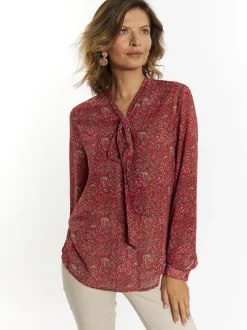 Usha Damen Schluppenbluse in rot - Ausschnitt: Envelope