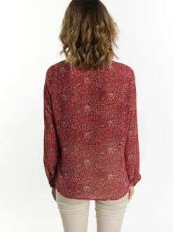 Usha Damen Schluppenbluse in rot - Ausschnitt: Envelope