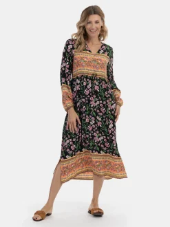 Usha Damen Sommerkleid in mehrfarbig - Länge: mittel