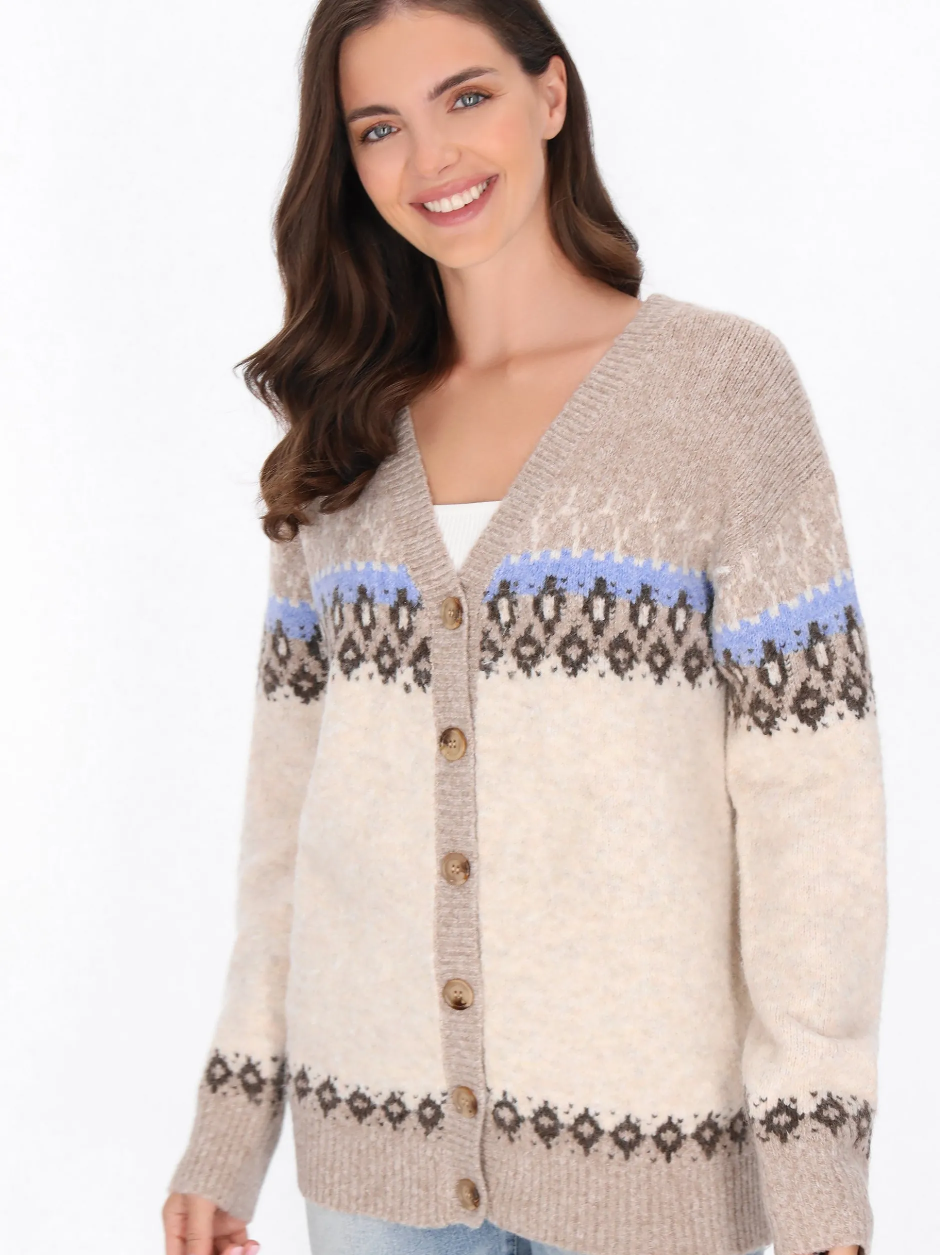 Usha Damen Strickjacke in beige