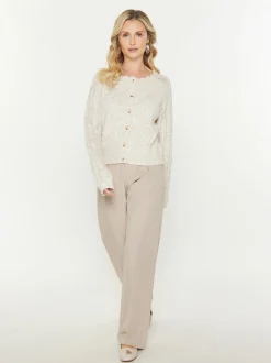 Usha Damen Strickjacke in beige - Ausschnitt: Rundhals
