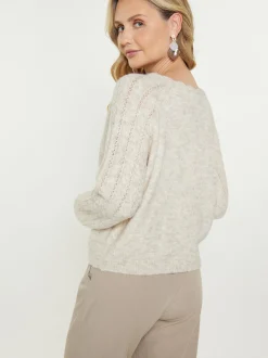 Usha Damen Strickjacke in beige - Ausschnitt: Rundhals