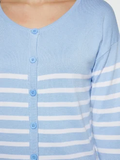 Usha Damen Strickjacke in blau - Ausschnitt: Rundhals