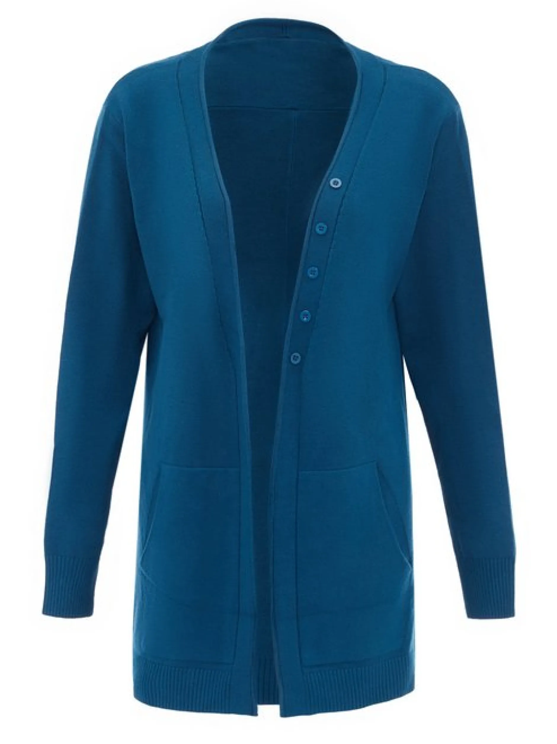 Usha Damen Strickjacke in blau - Ausschnitt: Rundhals