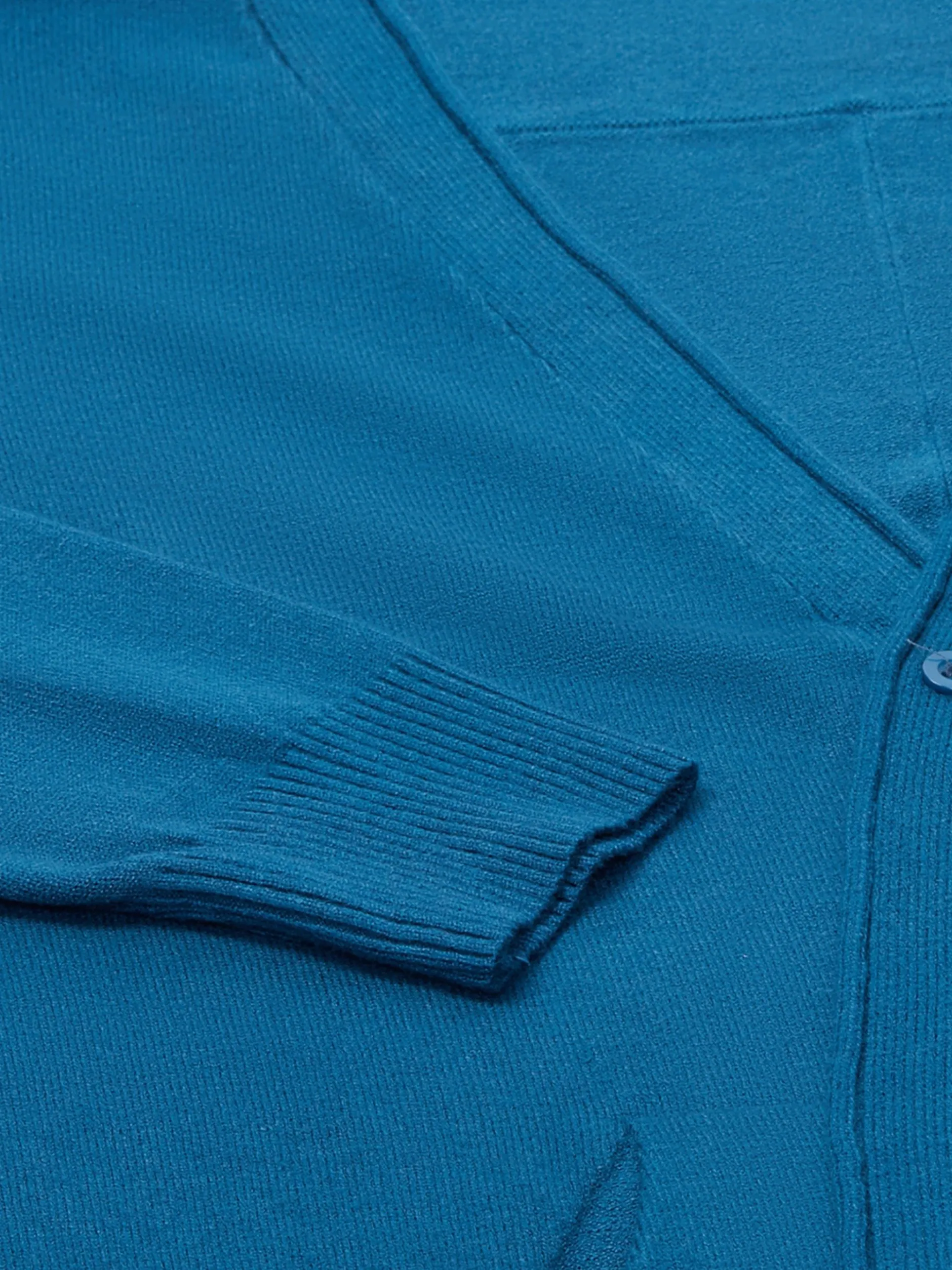 Usha Damen Strickjacke in blau - Ausschnitt: Rundhals