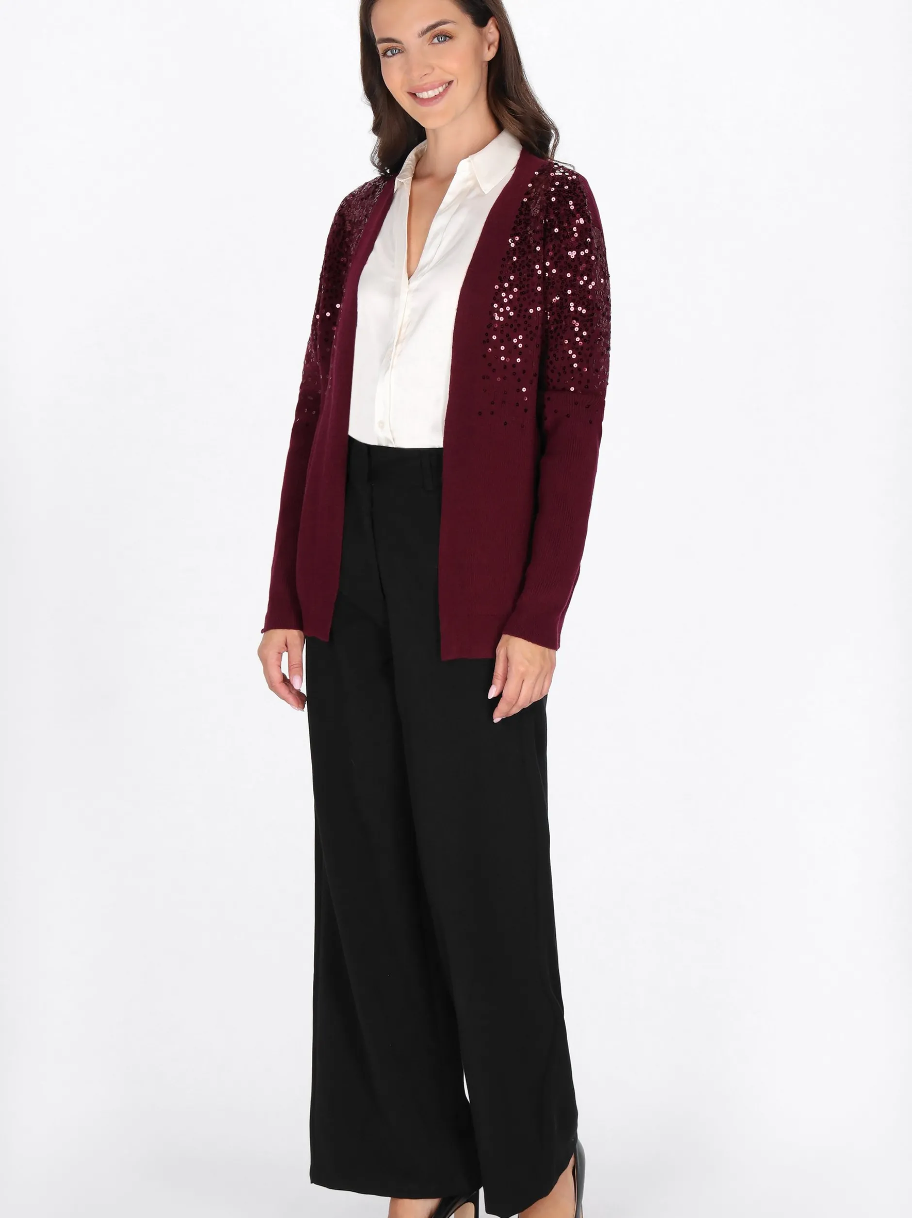 Usha Damen Strickjacke in bordeaux