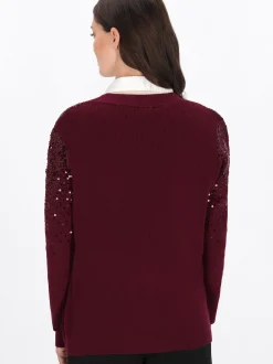 Usha Damen Strickjacke in bordeaux