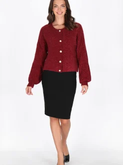 Usha Damen Strickjacke in bordeaux