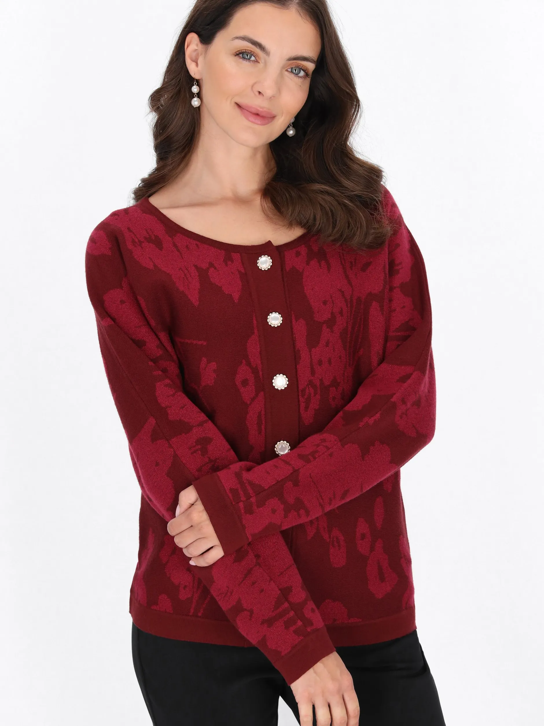 Usha Damen Strickjacke in bordeaux