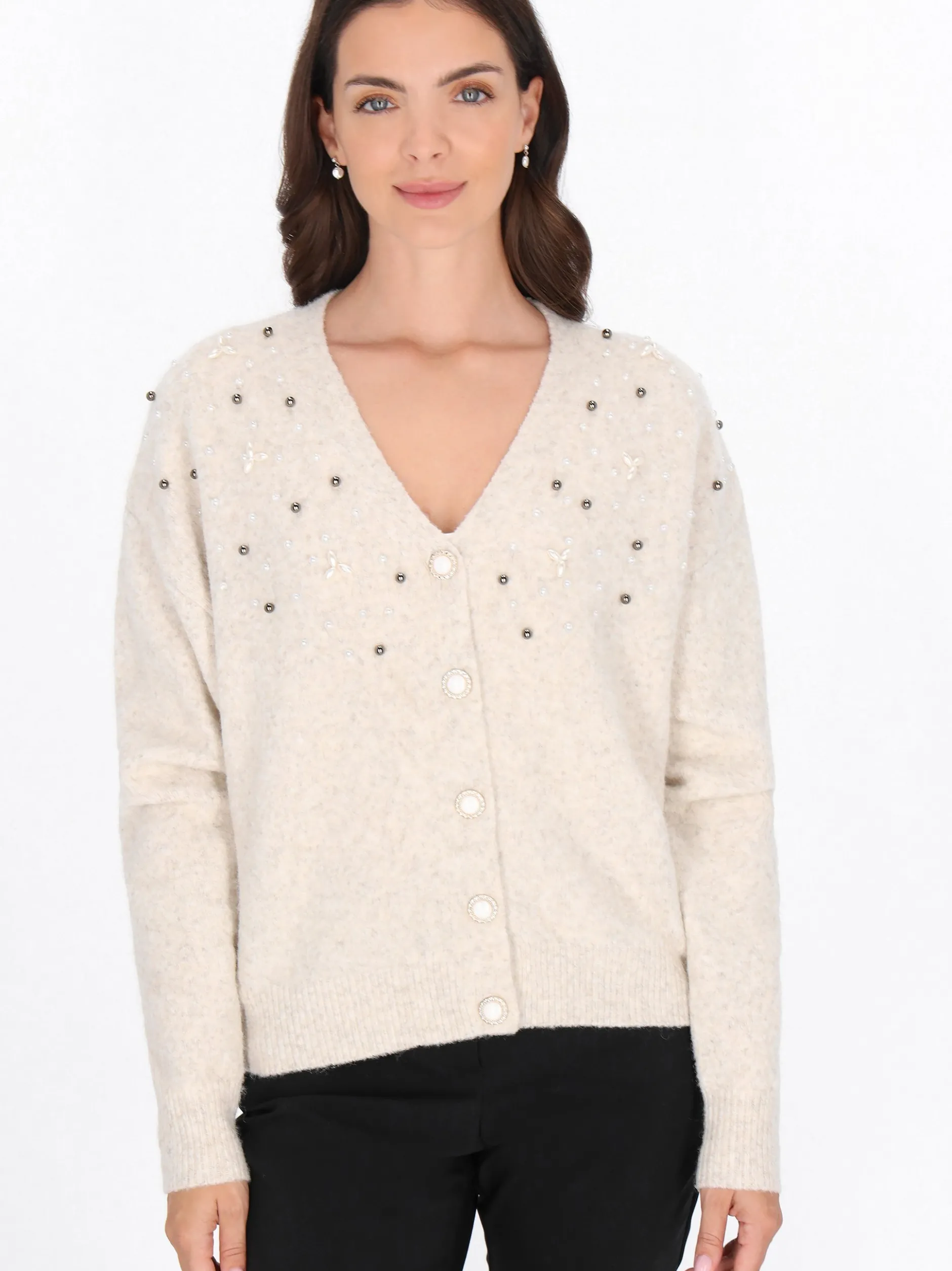 Usha Damen Strickjacke in ecru
