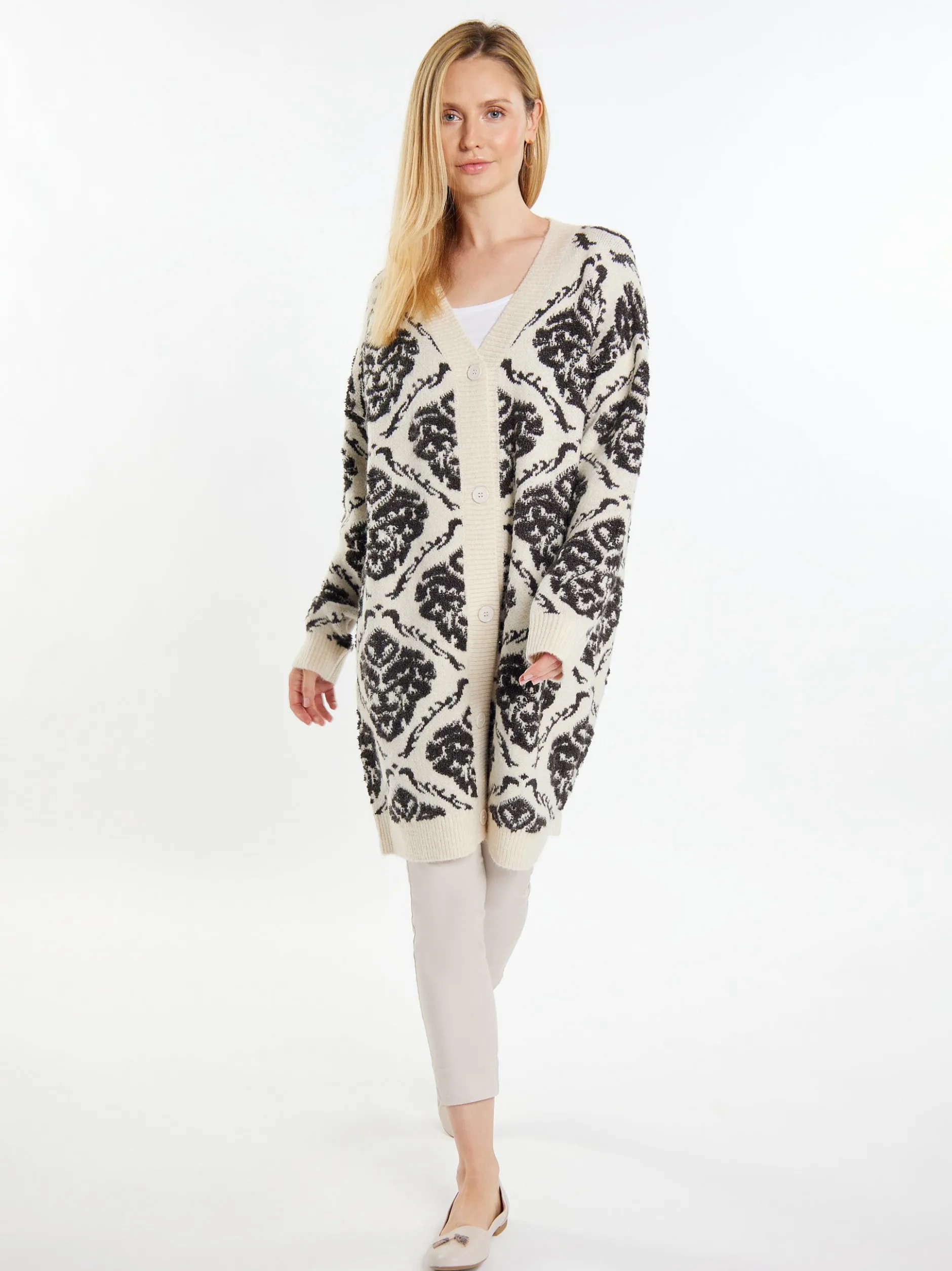 Usha Damen Strickjacke in ecru