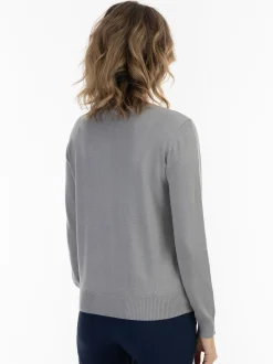 Usha Damen Strickjacke in grau - Ausschnitt: Rundhals