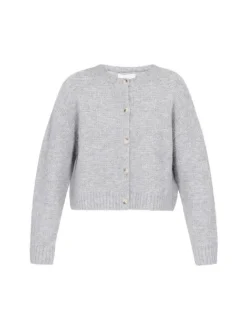Usha Damen Strickjacke in grau - Ausschnitt: Rundhals
