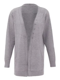 Usha Damen Strickjacke in grau - Ausschnitt: Rundhals