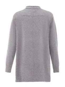 Usha Damen Strickjacke in grau - Ausschnitt: Rundhals