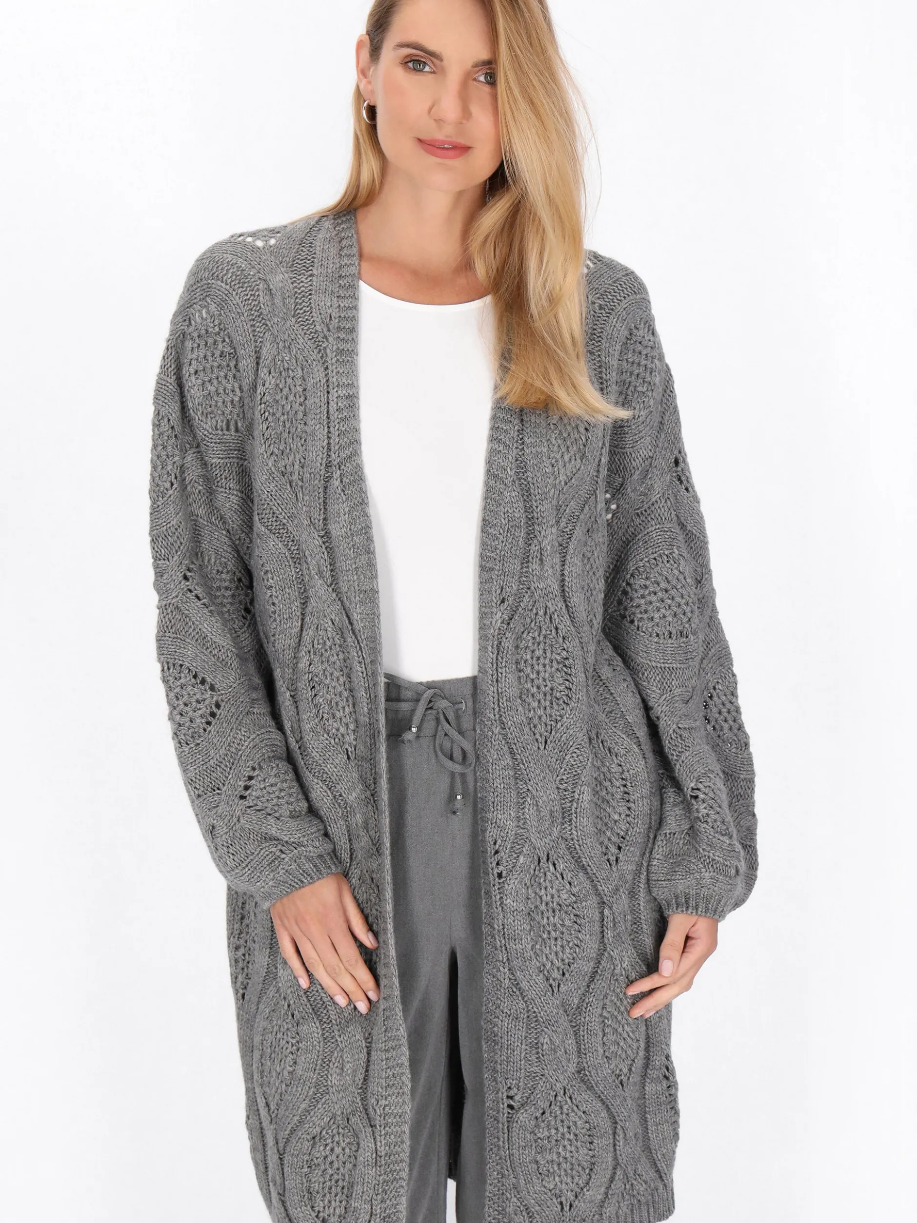 Usha Damen Strickjacke in grau