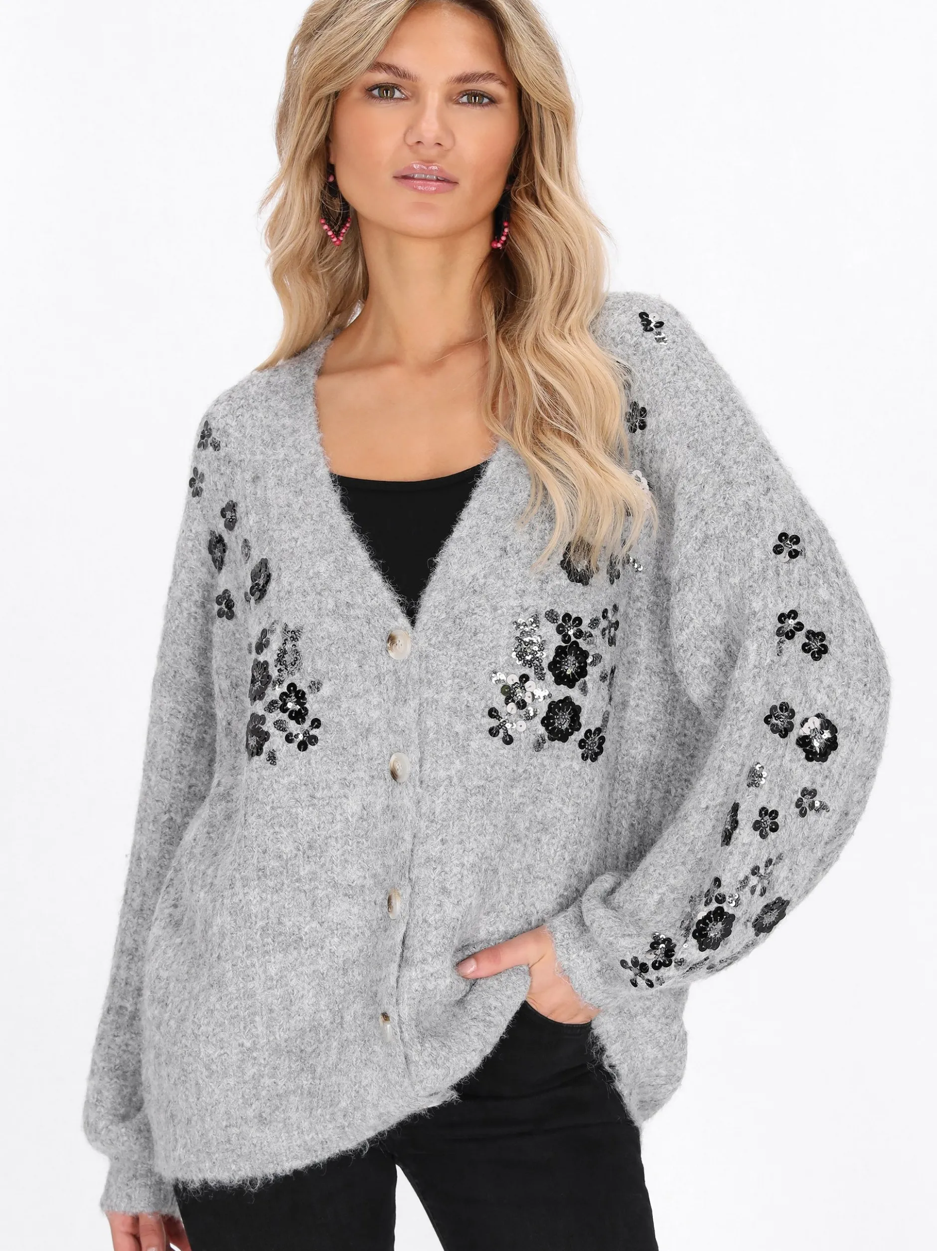 Usha Damen Strickjacke in grau