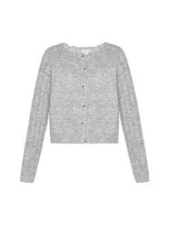 Usha Damen Strickjacke in grau - Ausschnitt: Rundhals