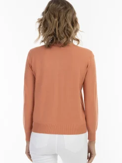 Usha Damen Strickjacke in koralle - Ausschnitt: Rundhals