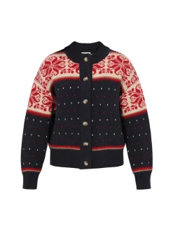 Usha Damen Strickjacke in marine - Ausschnitt: Rundhals