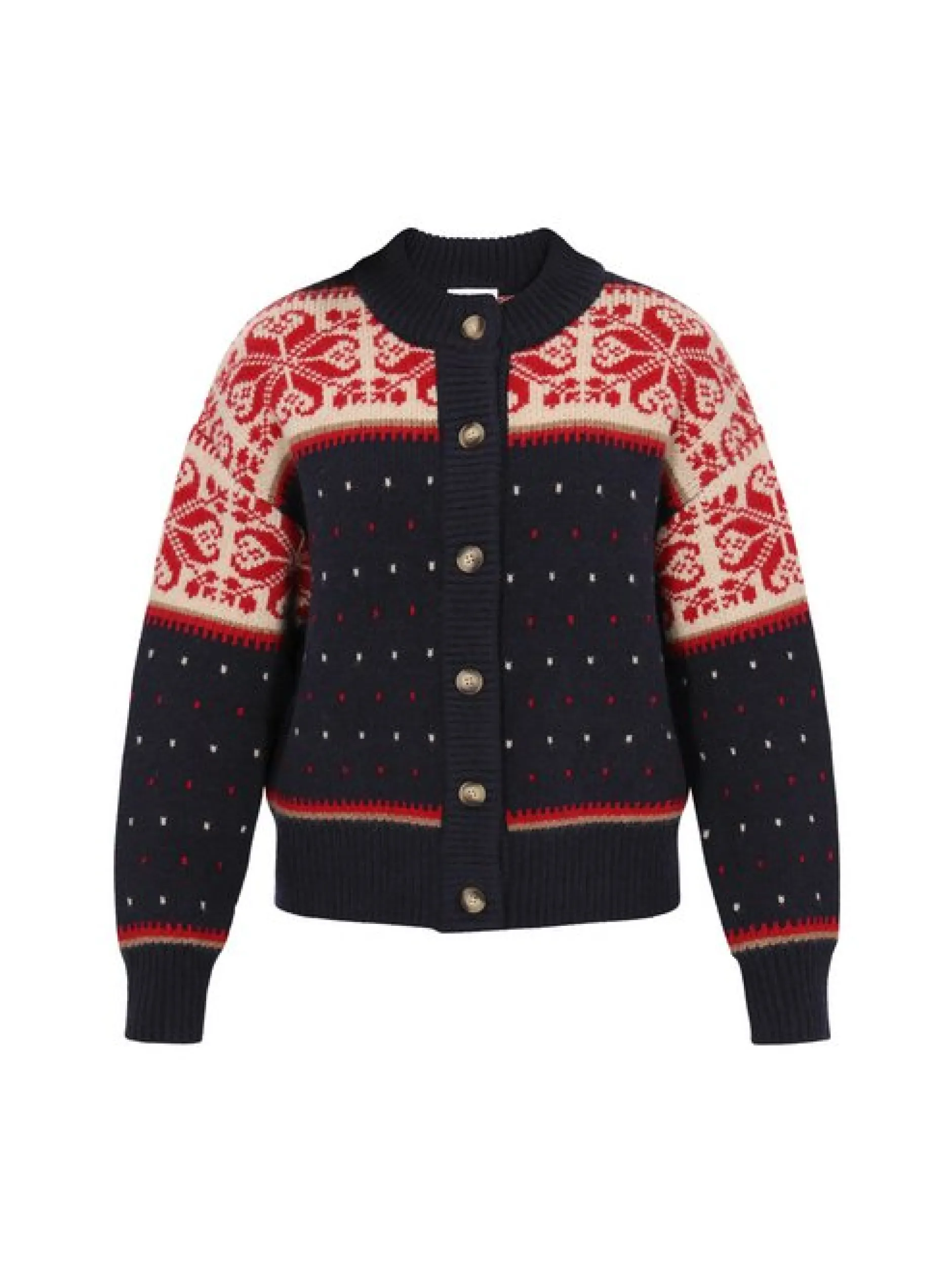 Usha Damen Strickjacke in marine - Ausschnitt: Rundhals