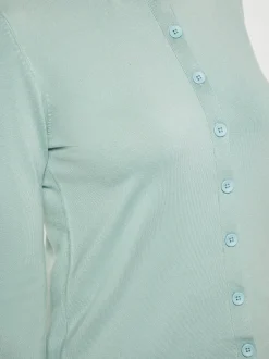 Usha Damen Strickjacke in mint - Ausschnitt: Rundhals