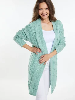Usha Damen Strickjacke in mint - Ausschnitt: ohne Kragen