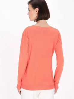 Usha Damen Strickjacke in rosa - Ausschnitt: Rundhals
