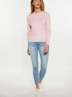 Usha Damen Strickjacke in rosa - Ausschnitt: Rundhals