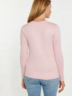 Usha Damen Strickjacke in rosa - Ausschnitt: Rundhals