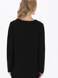 Usha Damen Strickjacke in schwarz - Ausschnitt: Rundhals