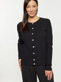 Usha Damen Strickjacke in schwarz - Ausschnitt: Rundhals