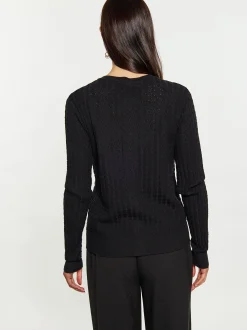 Usha Damen Strickjacke in schwarz - Ausschnitt: Rundhals